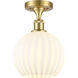 Ballston White Venetian 1 Light 8 inch Satin Gold Semi-Flush Mount Ceiling Light