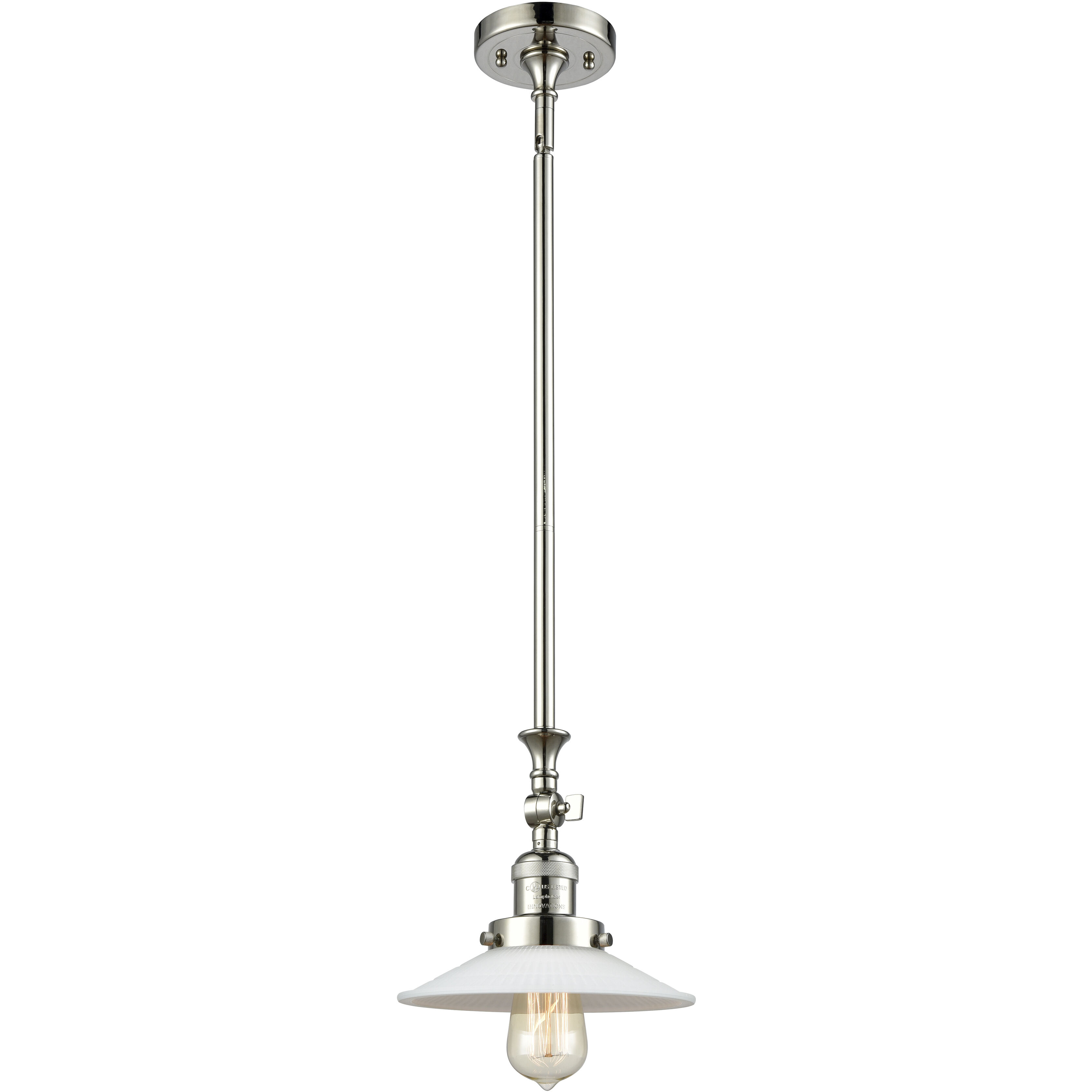 Franklin Restoration Halophane LED 8.5 inch Polished Nickel Mini Pendant Ceiling Light in Matte White Halophane Glass, Franklin Restoration