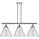 Ballston X-Large Cone 3 Light 36 inch Polished Chrome Island Light Ceiling Light in Clear Glass