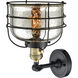 Franklin Restoration Large Bell Cage LED 9 inch Black Antique Brass Sconce Wall Light, Franklin Restoration