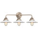 Nouveau 2 Halophane 3 Light 27 inch Antique Copper Bath Vanity Light Wall Light in Matte White Halophane Glass