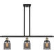 Ballston Small Bell 3 Light 36 inch Black Antique Brass Island Light Ceiling Light in Plated Smoke Glass