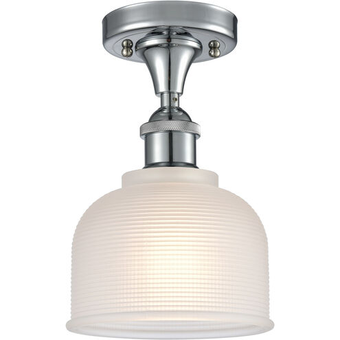 Ballston Dayton LED 6 inch Polished Chrome Semi-Flush Mount Ceiling Light in White Glass, Ballston