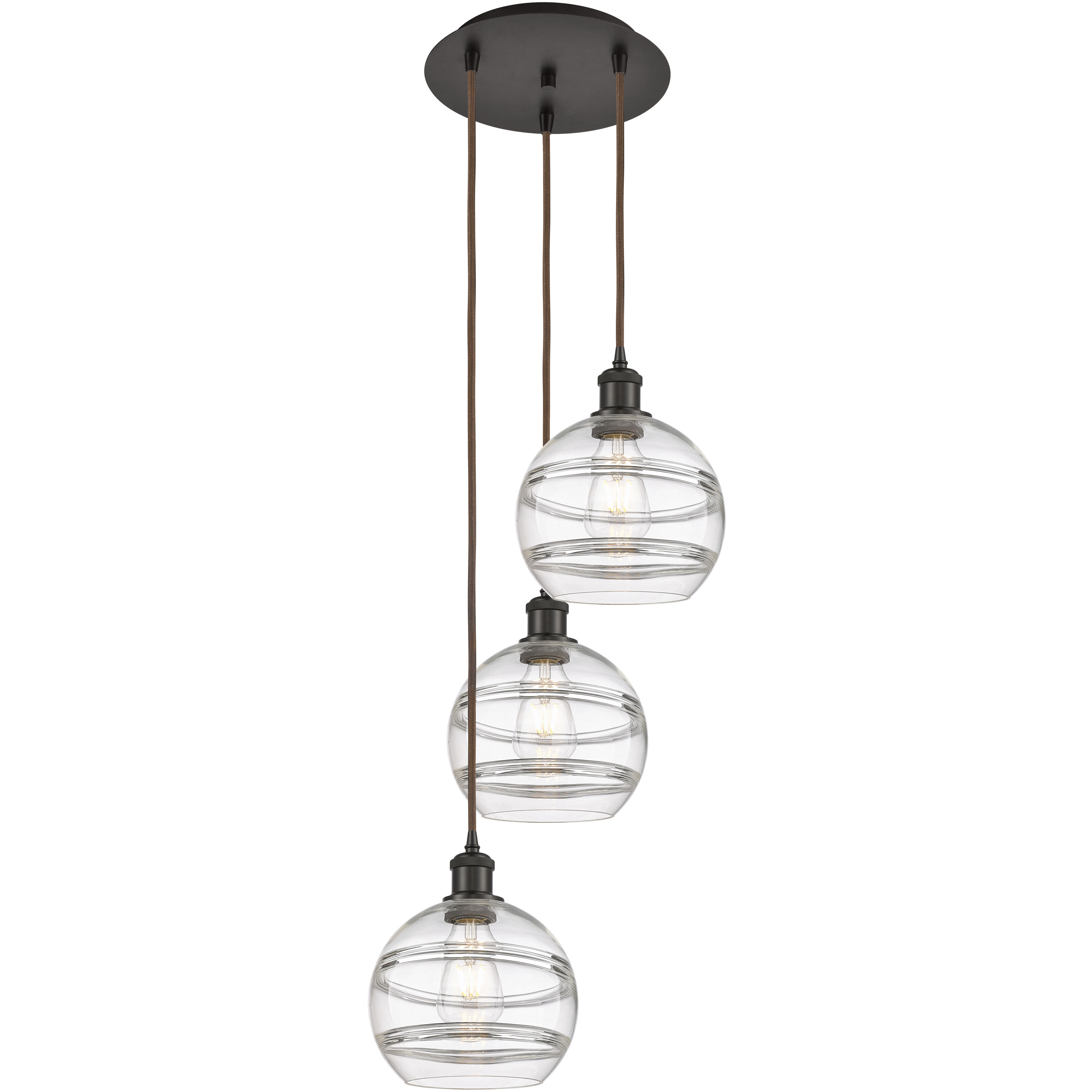Ballston Rochester 3 Light 14.5 inch Oil Rubbed Bronze Cord Hung Multi Pendant Ceiling Light