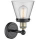 Cone Sconce Wall Light in Black Antique Brass, Clear