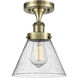 Cone 1 Light 7.75 inch Antique Brass Semi-Flush Mount Ceiling Light
