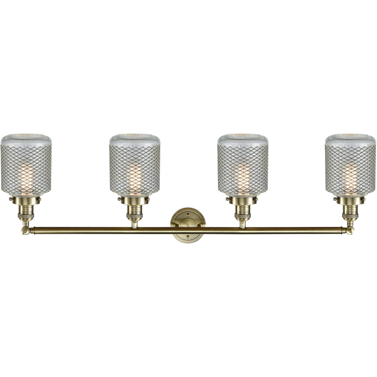 Franklin Restoration Stanton LED 44 inch Antique Brass Bath Vanity Light Wall Light in Clear Wire Mesh Glass, Franklin Restoration
