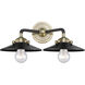 Nouveau Railroad LED 16 inch Black Antique Brass Bath Vanity Light Wall Light in Matte Black, Nouveau