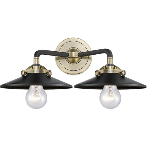 Nouveau Railroad LED 16 inch Black Antique Brass Bath Vanity Light Wall Light in Matte Black, Nouveau