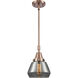 Franklin Restoration Fulton 1 Light 7 inch Antique Copper Mini Pendant Ceiling Light in Plated Smoke Glass