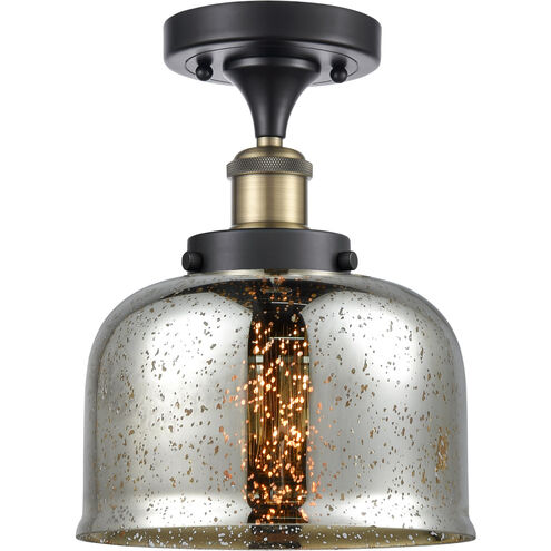 Ballston Bell 1 Light 8 inch Black Antique Brass Semi-Flush Mount Ceiling Light, Large Bell