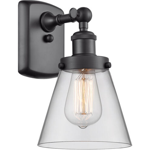 Ballston Small Cone 1 Light 6 inch Matte Black Sconce Wall Light in Clear Glass, Ballston