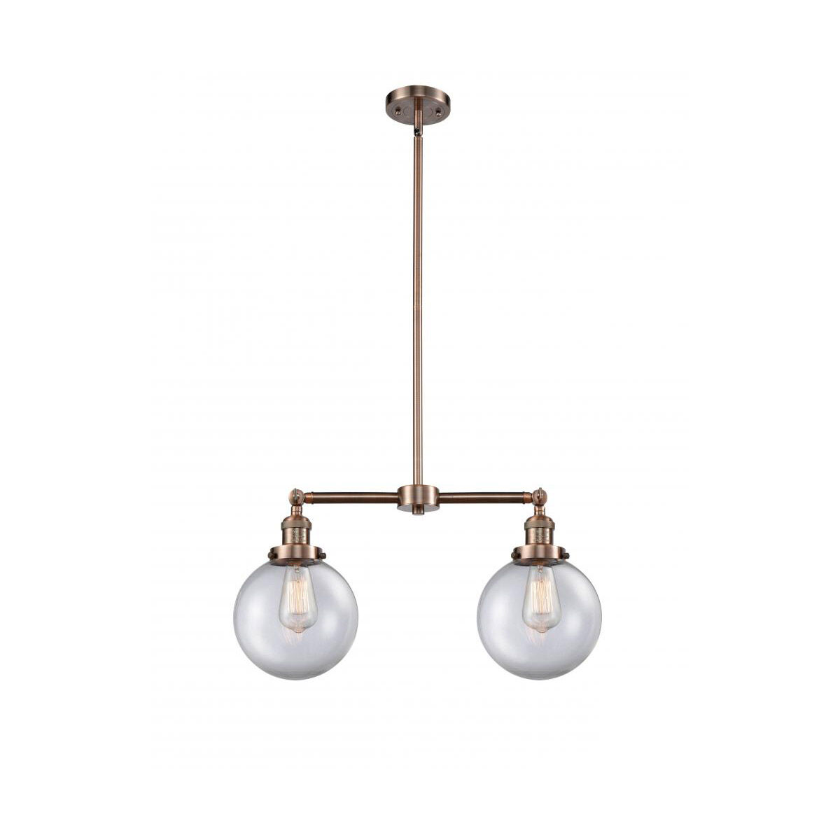 Franklin Restoration Large Beacon LED 25 inch Antique Copper Chandelier Ceiling Light in Clear Glass, Franklin Restoration