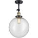 Franklin Restoration XX-Large Beacon 1 Light 12 inch Black Antique Brass Semi-Flush Mount Ceiling Light in Seedy Glass, Franklin Restoration