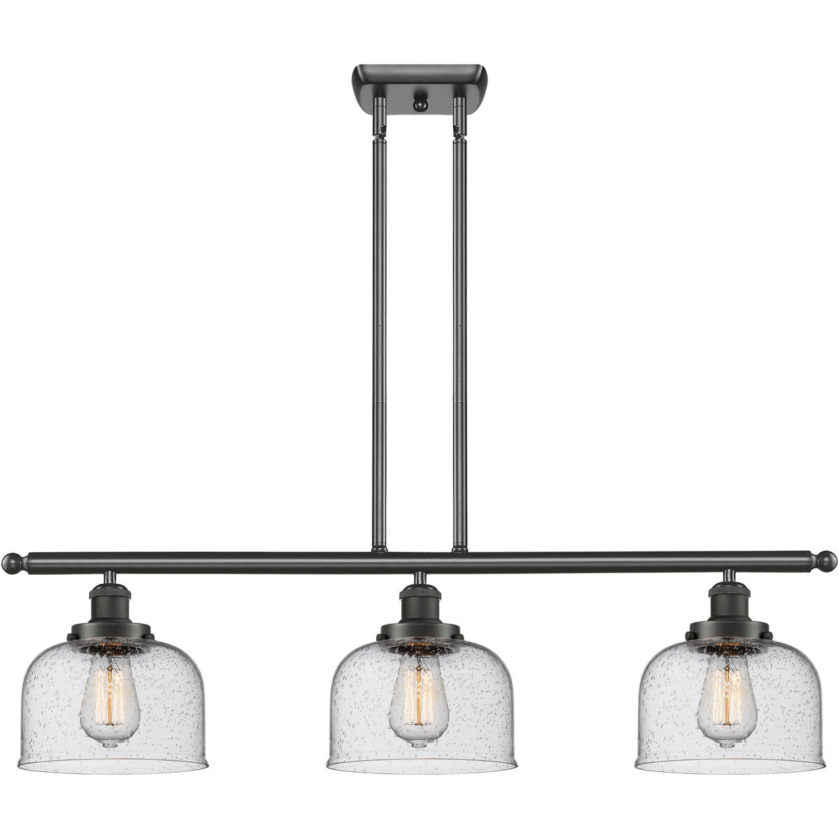 Ballston Large Bell LED 36 inch Oil Rubbed Bronze Island Light Ceiling Light in Seedy Glass, Ballston