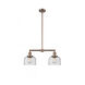 Franklin Restoration Large Bell LED 21 inch Antique Copper Chandelier Ceiling Light in Seedy Glass, Franklin Restoration