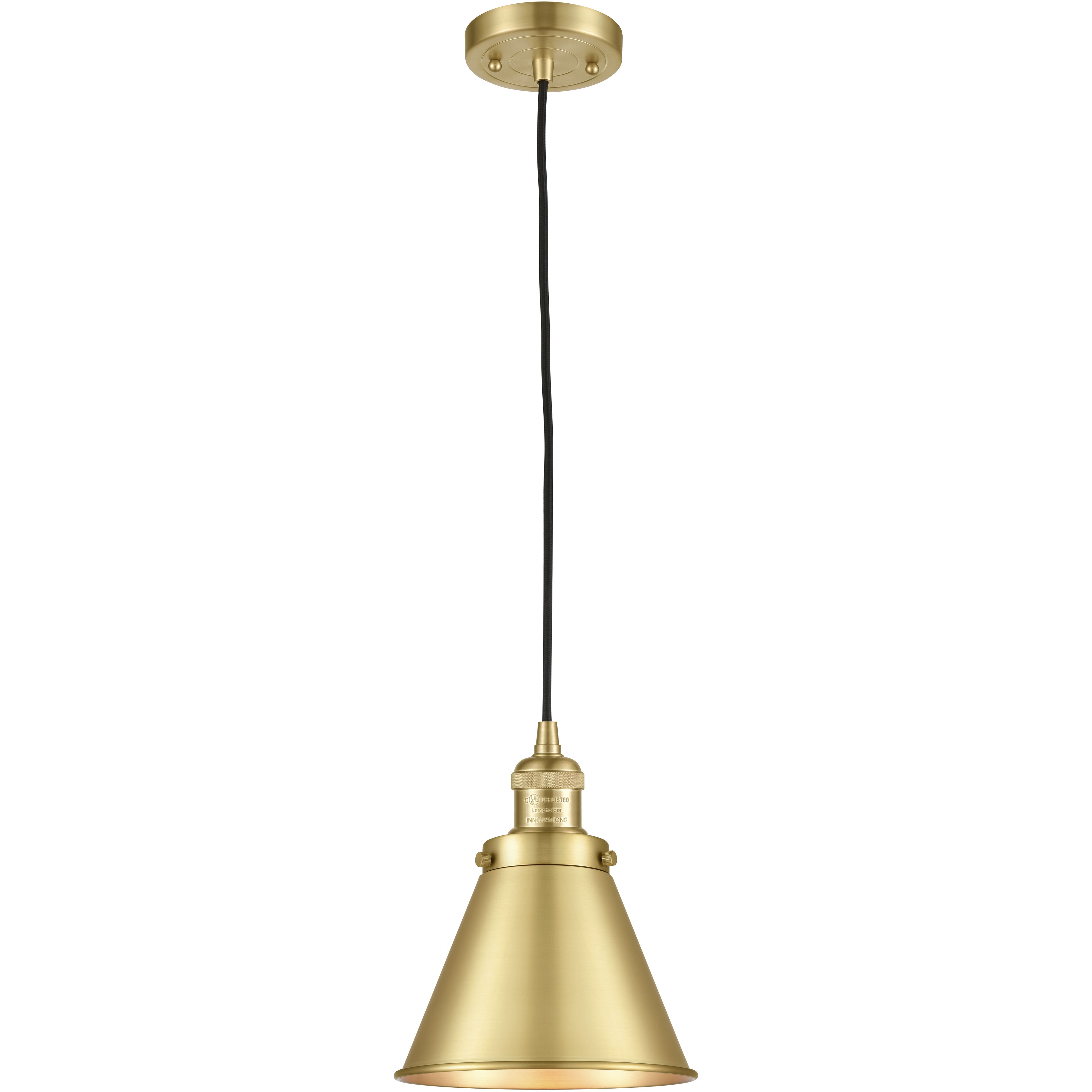 Franklin Restoration Appalachian 1 Light 8 inch Satin Gold Mini Pendant Ceiling Light in Incandescent, Franklin Restoration