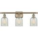 Ballston Caledonia 3 Light 26 inch Antique Brass Bath Vanity Light Wall Light in Incandescent, Mouchette Glass, Ballston