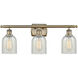 Ballston Caledonia 3 Light 26 inch Antique Brass Bath Vanity Light Wall Light in Incandescent, Mouchette Glass, Ballston