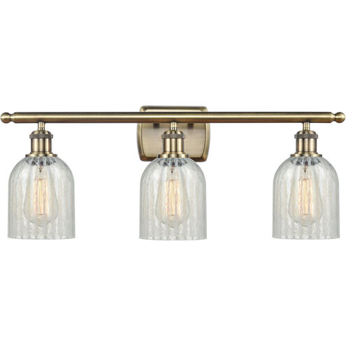 Ballston Caledonia 3 Light 26 inch Antique Brass Bath Vanity Light Wall Light in Incandescent, Mouchette Glass, Ballston
