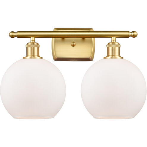 Ballston Athens LED 16 inch Satin Gold Bath Vanity Light Wall Light in Matte White Glass, Ballston