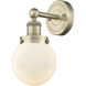 Beacon Sconce Wall Light in Antique Brass, Matte White