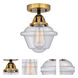 Nouveau 2 Small Oxford 1 Light 7.5 inch Black Antique Brass Semi-Flush Mount Ceiling Light in Seedy Glass