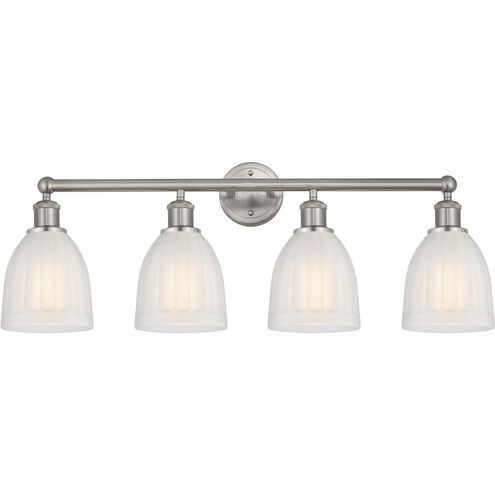 Edison Brookfield 4 Light 33 inch Brushed Satin Nickel Bath Vanity Light Wall Light in White