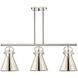 Newton Cone 3 Light 42 inch Polished Nickel Island Light With Curved Shade Holder Ceiling Light