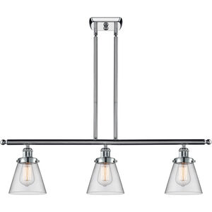 Ballston Small Cone 3 Light 36 inch Polished Chrome Island Light Ceiling Light in Clear Glass, Ballston