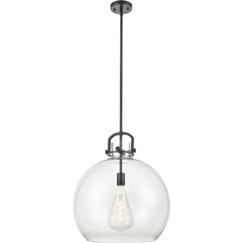 Newton Sphere 1 Light 18 inch Matte Black Pendant Ceiling Light in Clear Glass