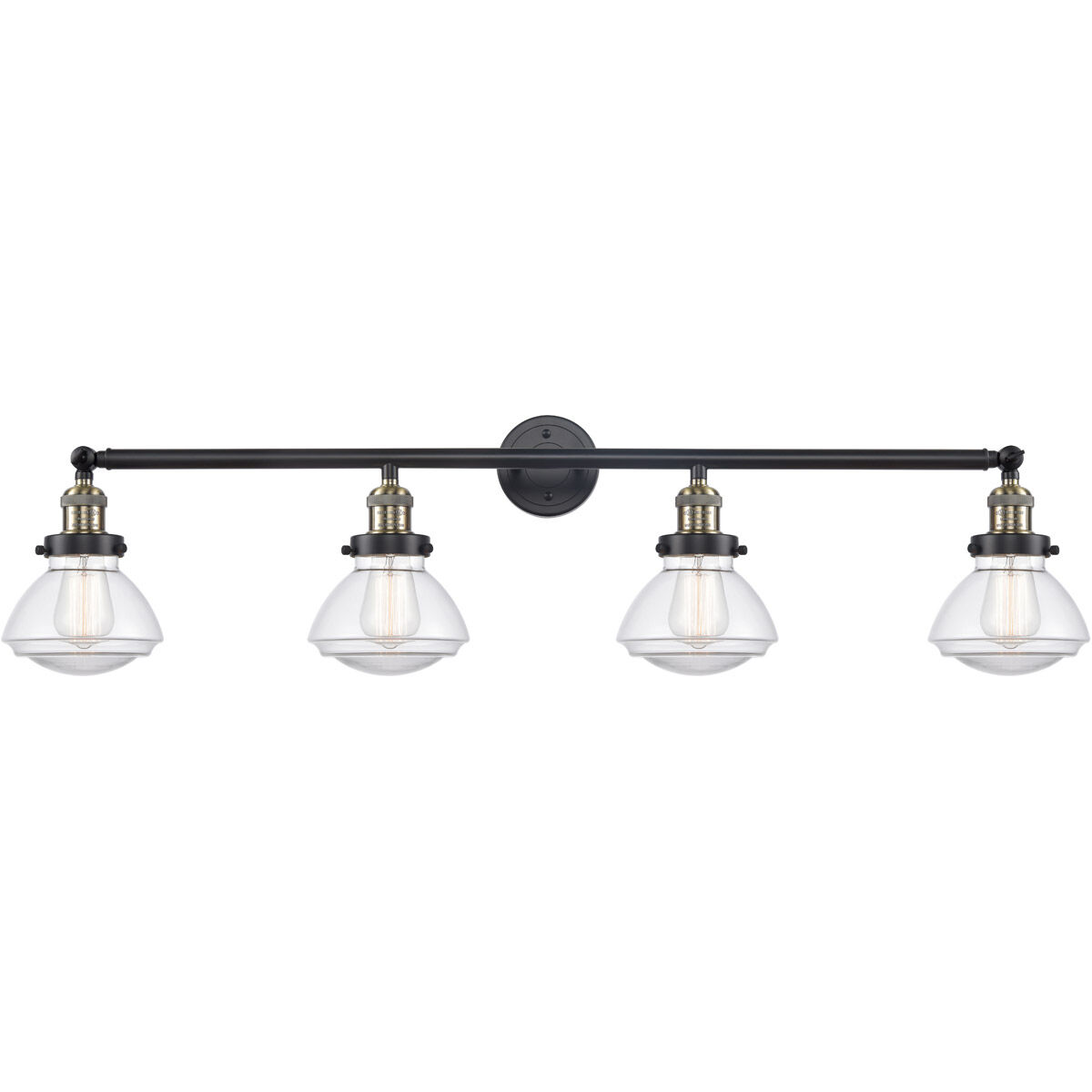 Franklin Restoration Olean 4 Light 43 inch Black Antique Brass Bath Vanity Light Wall Light in Clear Glass, Franklin Restoration