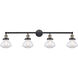 Franklin Restoration Olean 4 Light 43 inch Black Antique Brass Bath Vanity Light Wall Light in Clear Glass, Franklin Restoration