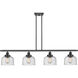 Ballston Large Bell LED 48 inch Matte Black Island Light Ceiling Light in Seedy Glass, Ballston