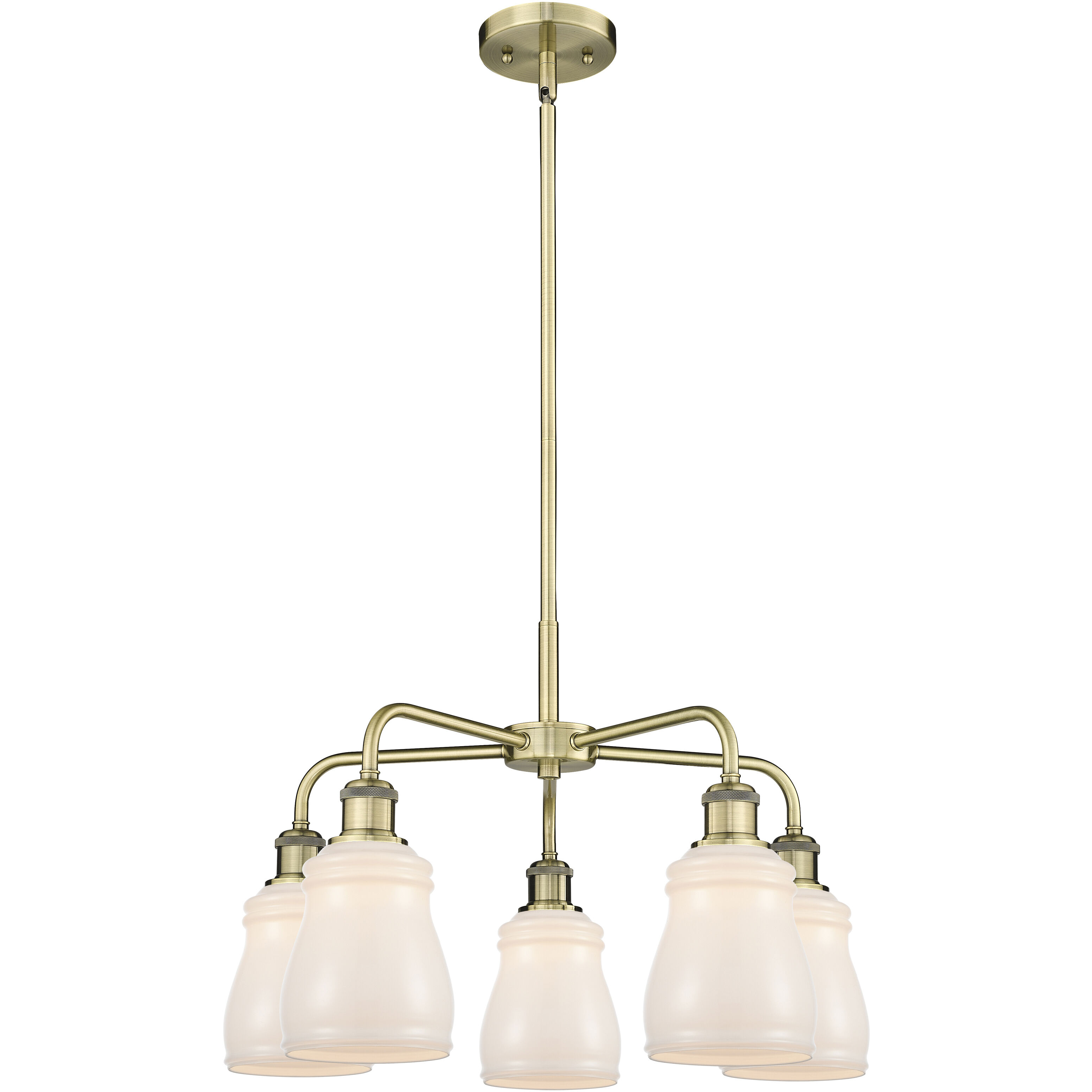 Ellery 5 Light 22.75 inch Antique Brass Chandelier Ceiling Light in White Glass