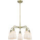 Ellery 5 Light 22.75 inch Antique Brass Chandelier Ceiling Light in White Glass