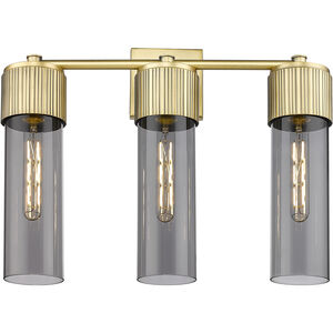 Bolivar 3 Light 20.5 inch Brushed Brass Bath Vanity Light Wall Light in Plated Smoke Glass