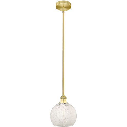 Edison White Mouchette 1 Light 8 inch Satin Gold Stem Hung Mini Pendant Ceiling Light
