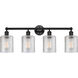 Edison Cobbleskill 4 Light 32 inch Matte Black Bath Vanity Light Wall Light in Clear Glass