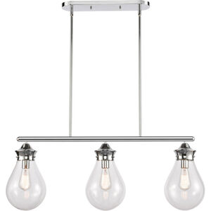 Genesis LED 39 inch Polished Chrome Island Light Ceiling Light in Clear Glass