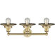 Edison 3 Light 26 inch Brushed Brass Bath Vanity Light Wall Light