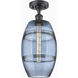 Edison Vaz 1 Light 8 inch Matte Black Semi-Flush Mount Ceiling Light