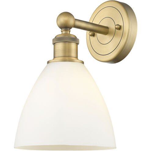 Bristol Glass Sconce Wall Light in Brushed Brass, Matte White