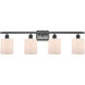 Ballston Cobbleskill 4 Light 36 inch Matte Black Bath Vanity Light Wall Light in Matte White Glass, Ballston