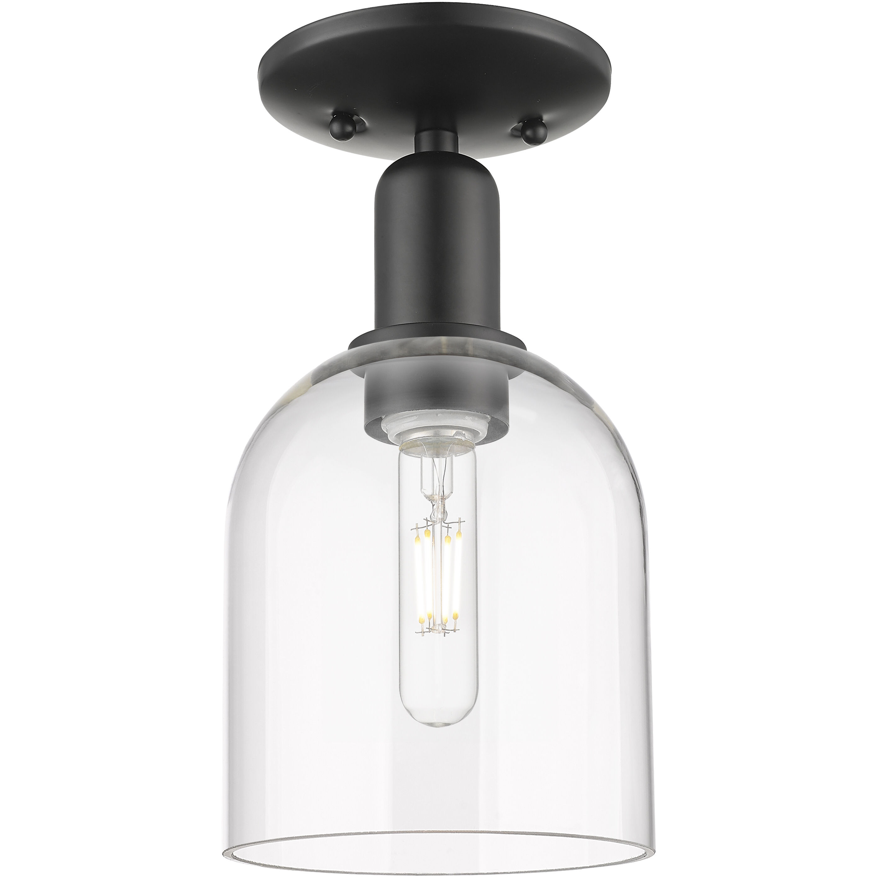 Arcadia Bella 1 Light 5.5 inch Matte Black Semi-Flush Mount Ceiling Light in Clear