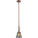 Franklin Restoration Cone LED 6 inch Antique Copper Mini Pendant Ceiling Light in Plated Smoke, Franklin Restoration