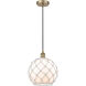 Edison 1 Light 10 inch Antique Brass and White Mini Pendant Ceiling Light