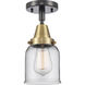 Franklin Restoration Small Bell 1 Light 5 inch Black Antique Brass Flush Mount Ceiling Light in Clear Glass