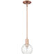 Arcadia Athens 1 Light 5.88 inch Antique Copper Mini Pendant Ceiling Light in Clear