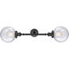Franklin Restoration Large Beacon 2 Light 19 inch Matte Black Bath Vanity Light Wall Light in Seedy Glass, Franklin Restoration